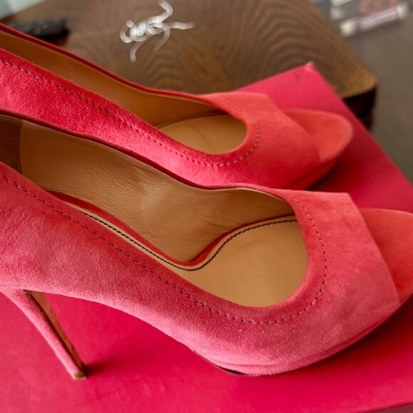Jerome C. Rousseu Shoes - Jerome C. Rousseau high heel coral suede pumps 38.5 (US size 8.5-9)